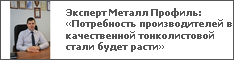 Эксперт Металл Профиль: «Потребность производителей в качественной тонколистовой стали будет расти»