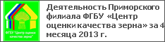 Деятельность Приморского филиала ФГБУ «Центр оценки качества зерна» за 4 месяца 2013 г.