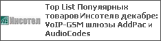 Top List Популярных товаров Инсотел в декабре: VoIP-GSM шлюзы AddPac и AudioCodes